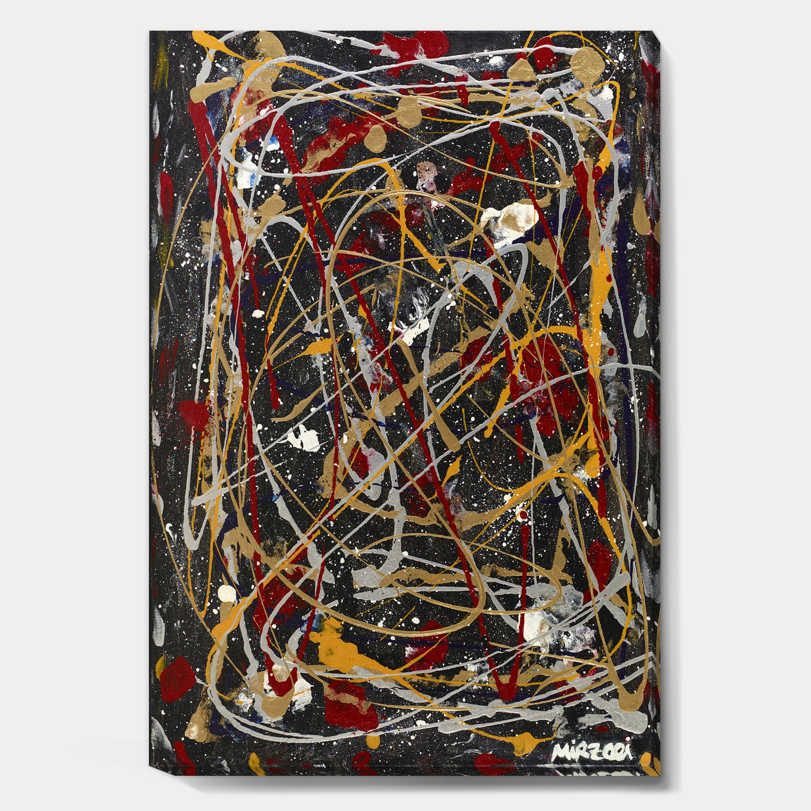 Red, Yellow and Black Pollock Style I - Modern & Contemporary Canvas Wall Art