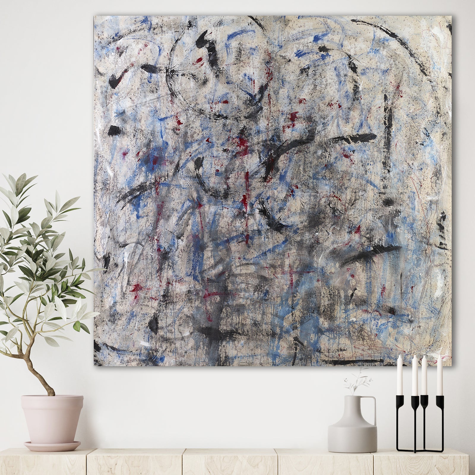 Blue And Black Texture Painting I - Modern & Contemporary Canvas Art Print