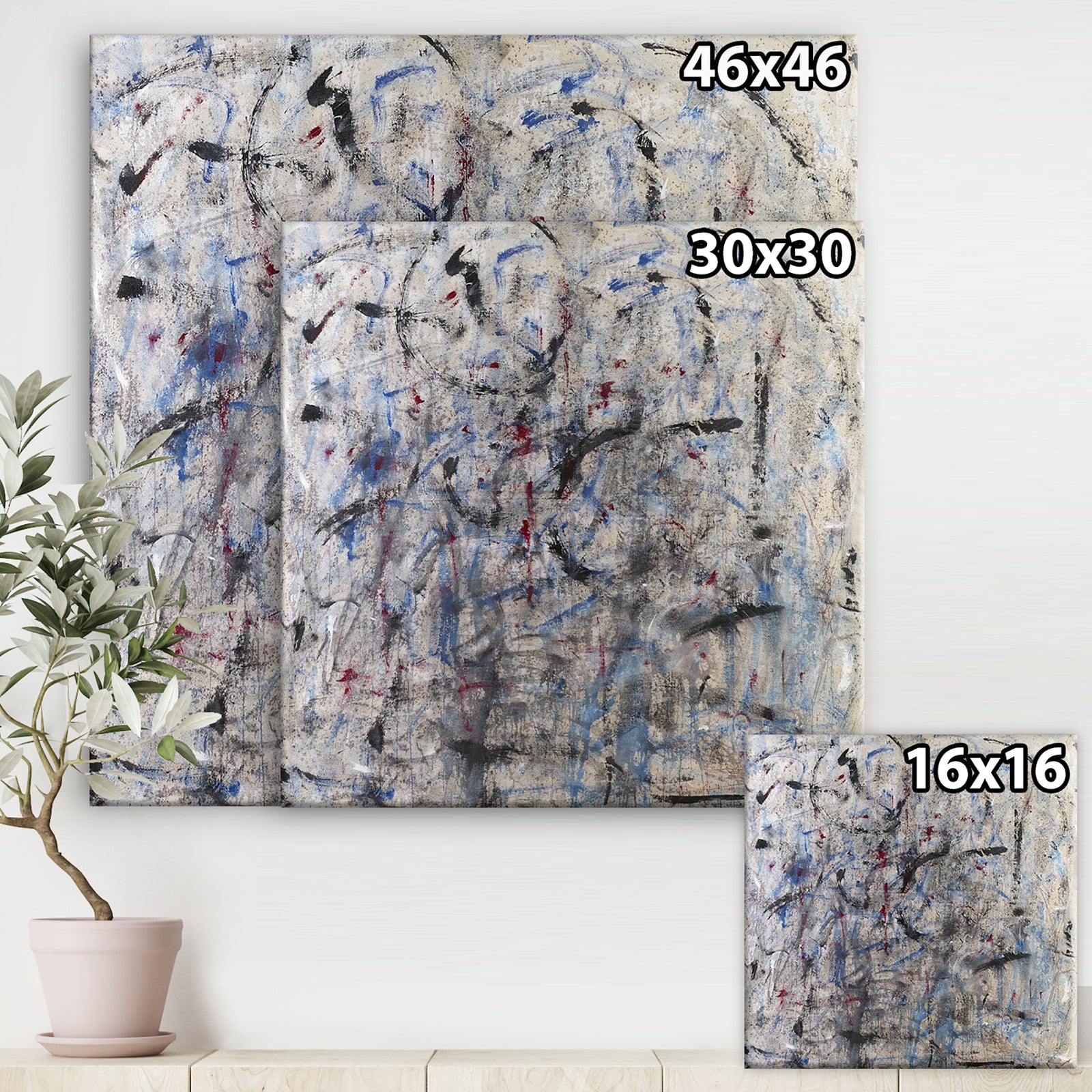 Blue And Black Texture Painting I - Modern & Contemporary Canvas Art Print