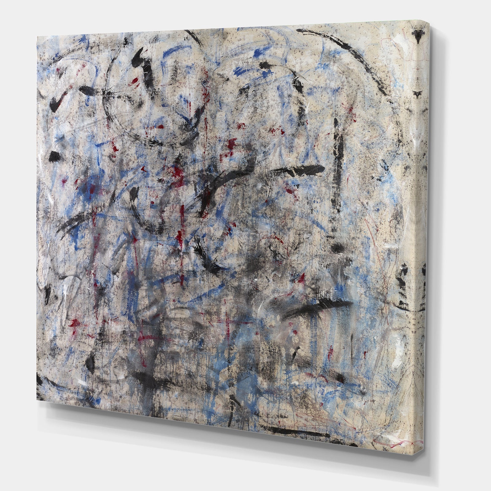 Blue And Black Texture Painting I - Modern & Contemporary Canvas Art Print