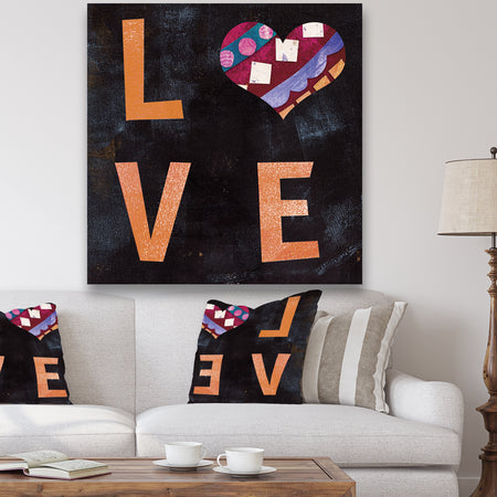 Love in Orange Typo - Cottage Canvas Art Print
