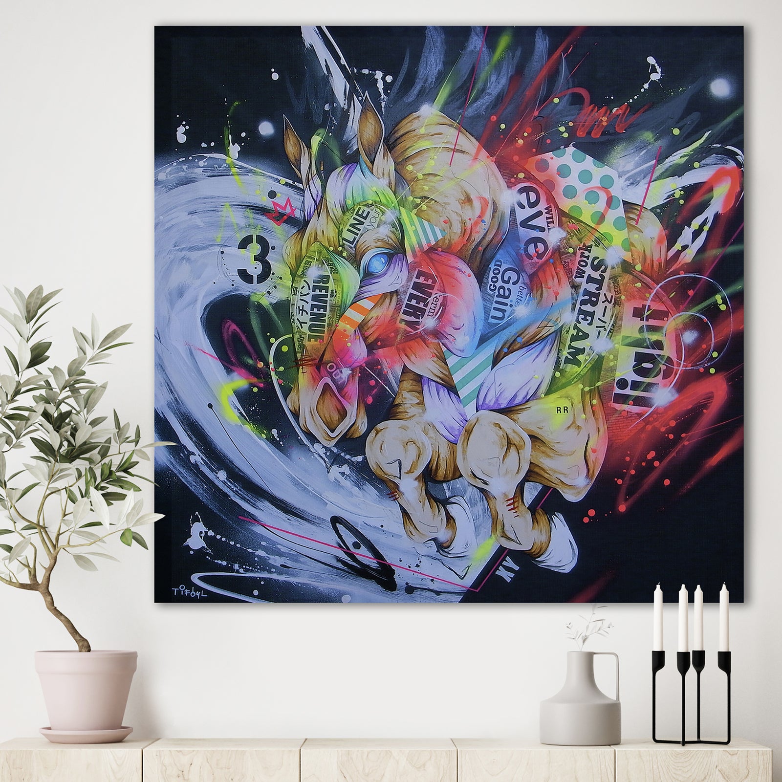 Street Art Graffiti Horse I - Modern & Contemporary Canvas Artwork