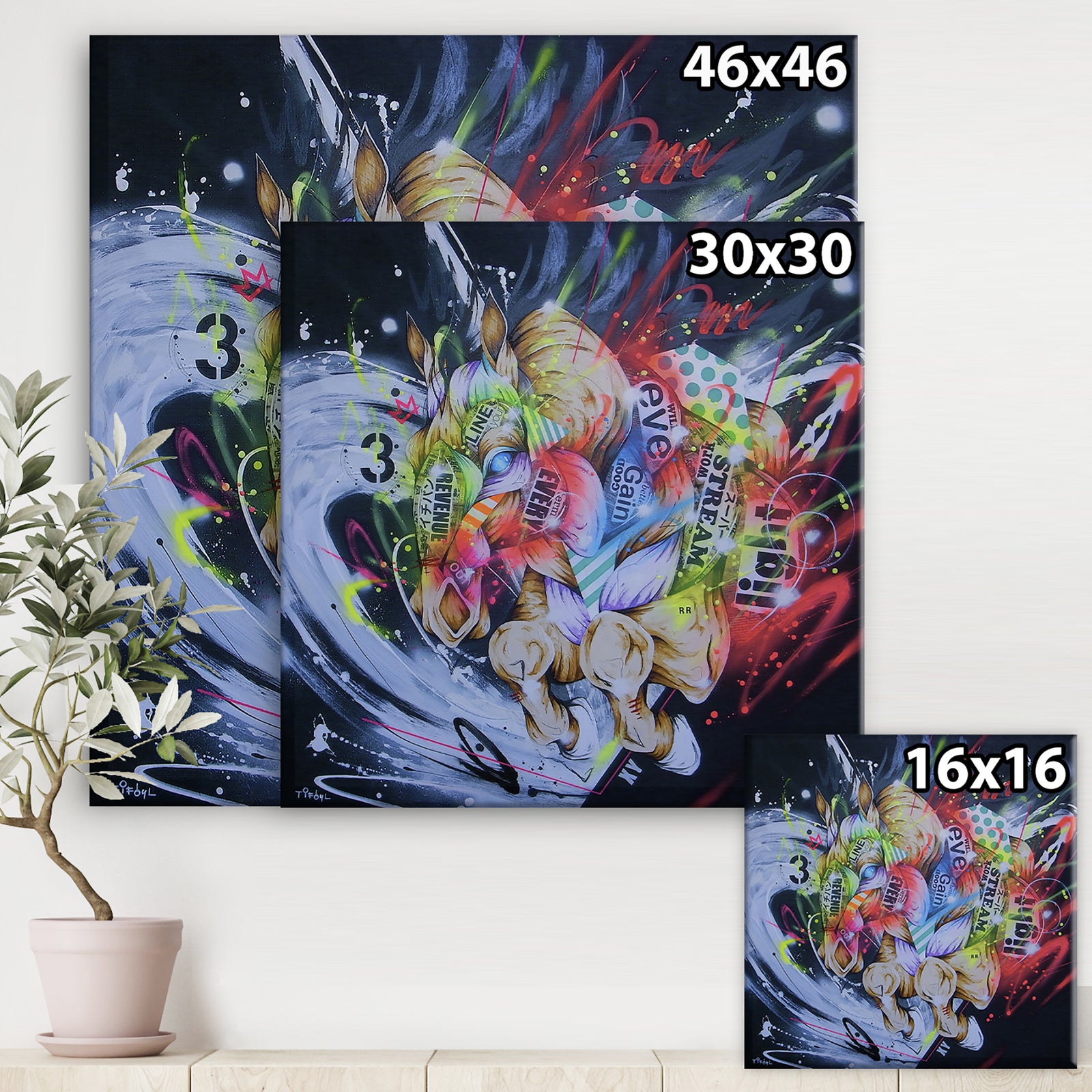 Street Art Graffiti Horse I - Modern & Contemporary Canvas Artwork