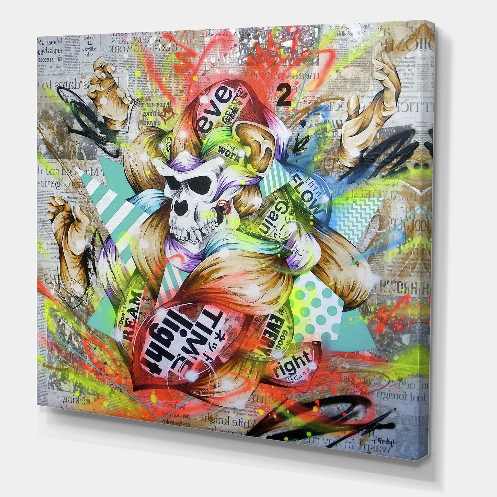 Chimanzee Colorfull Skull Collage - Modern & Contemporary Canvas Artwork