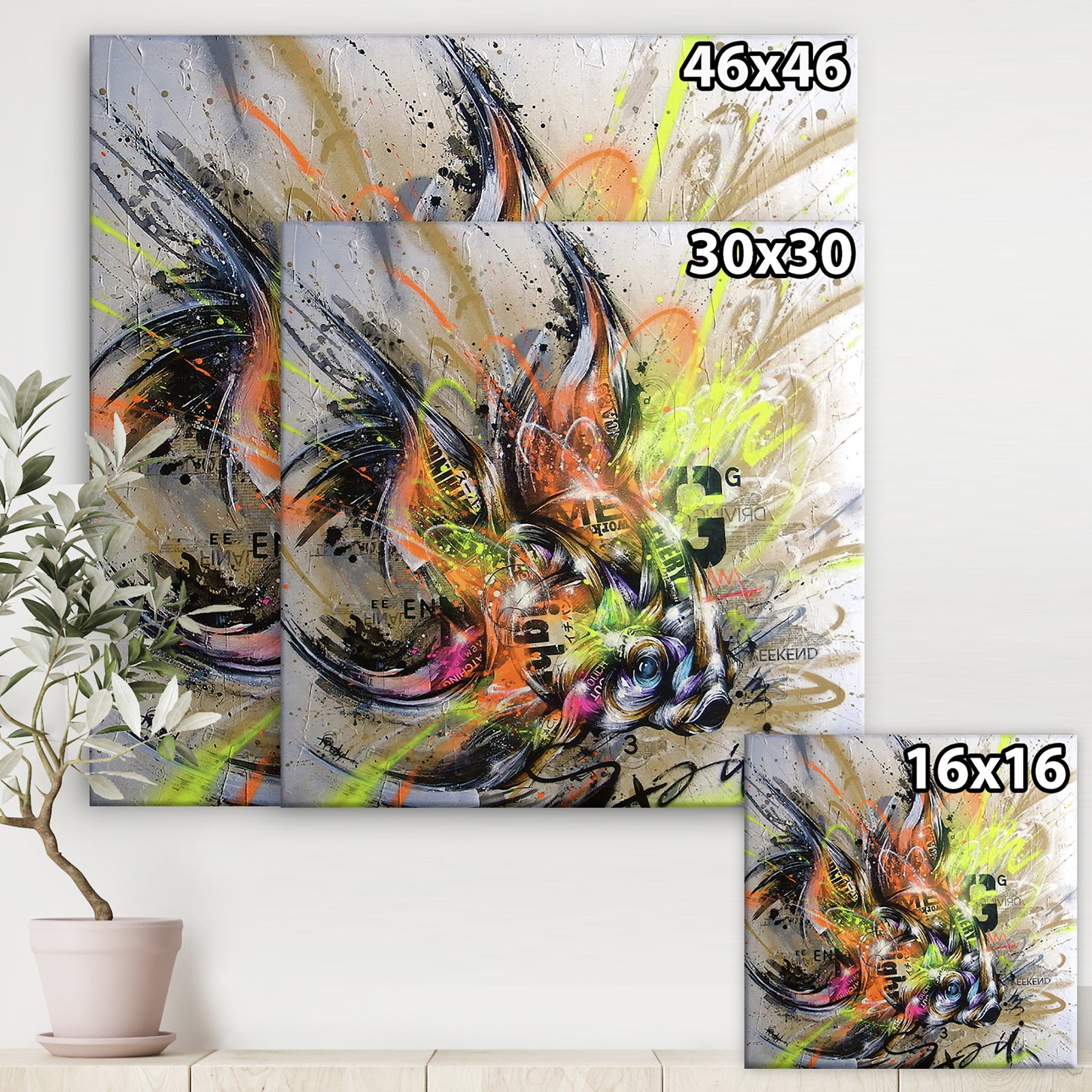 Street Art Graffiti Fish - Modern & Contemporary Premium Canvas Wall Art