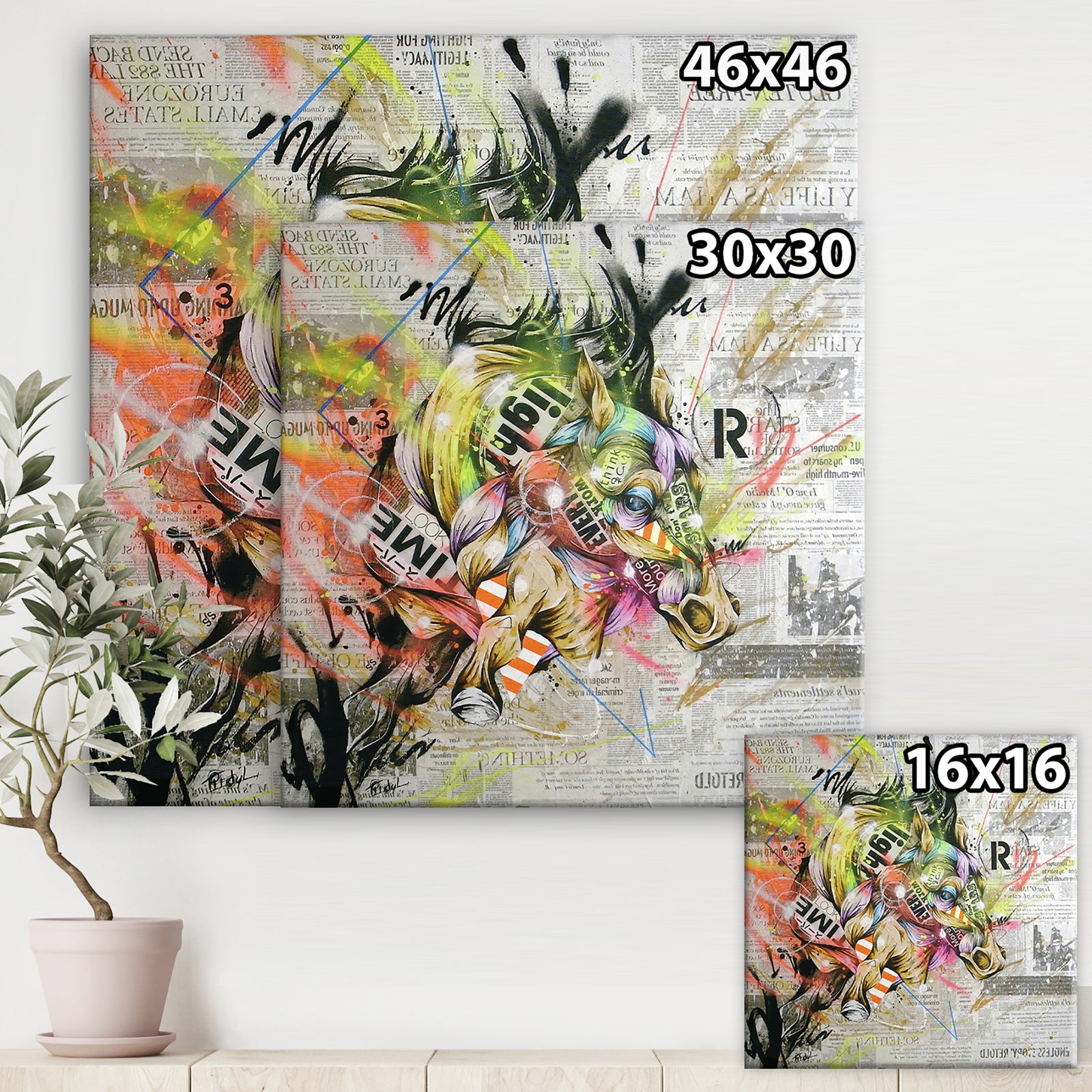 Street Art Graffiti Horse II - Modern & Contemporary Canvas Art Print