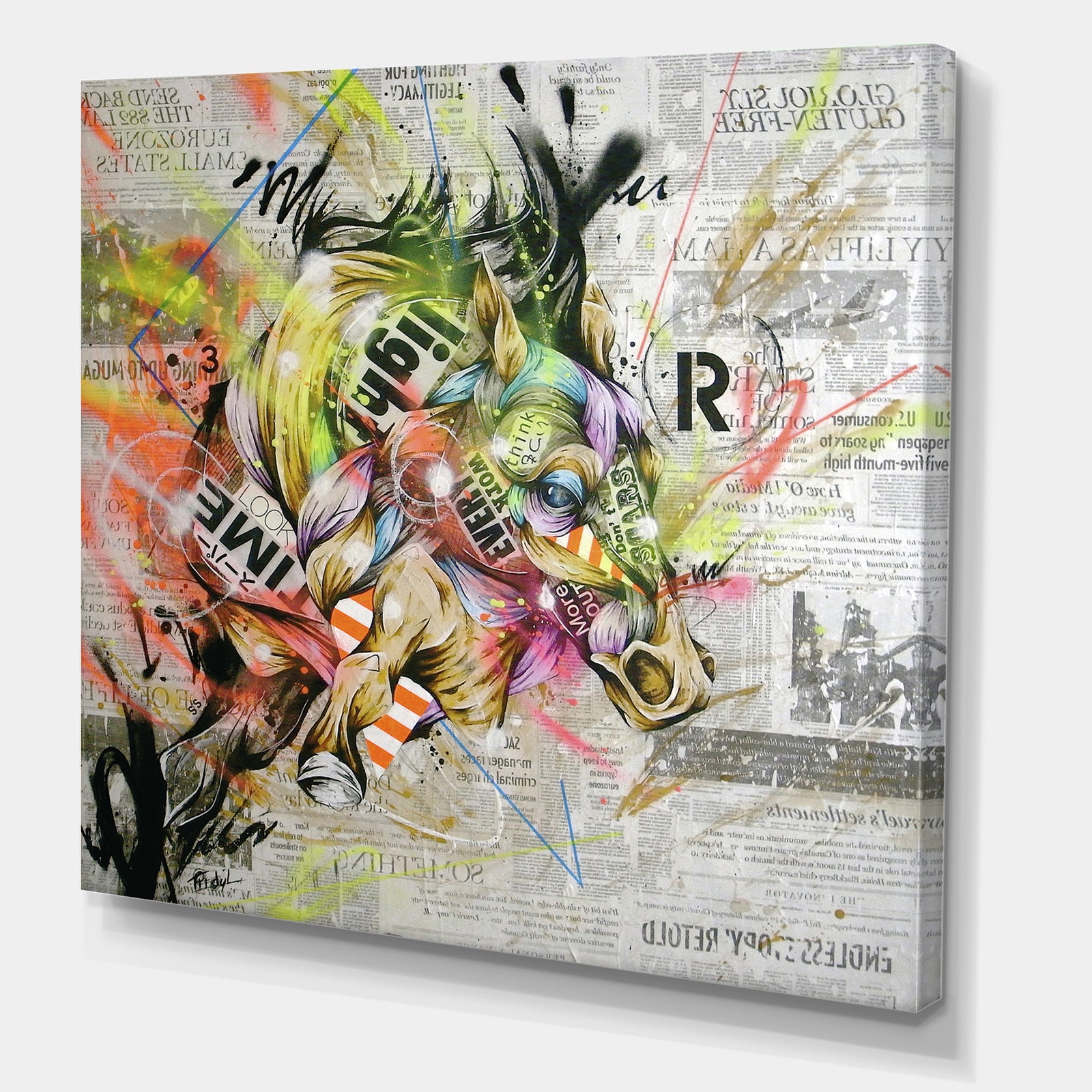 Street Art Graffiti Horse II - Modern & Contemporary Canvas Art Print