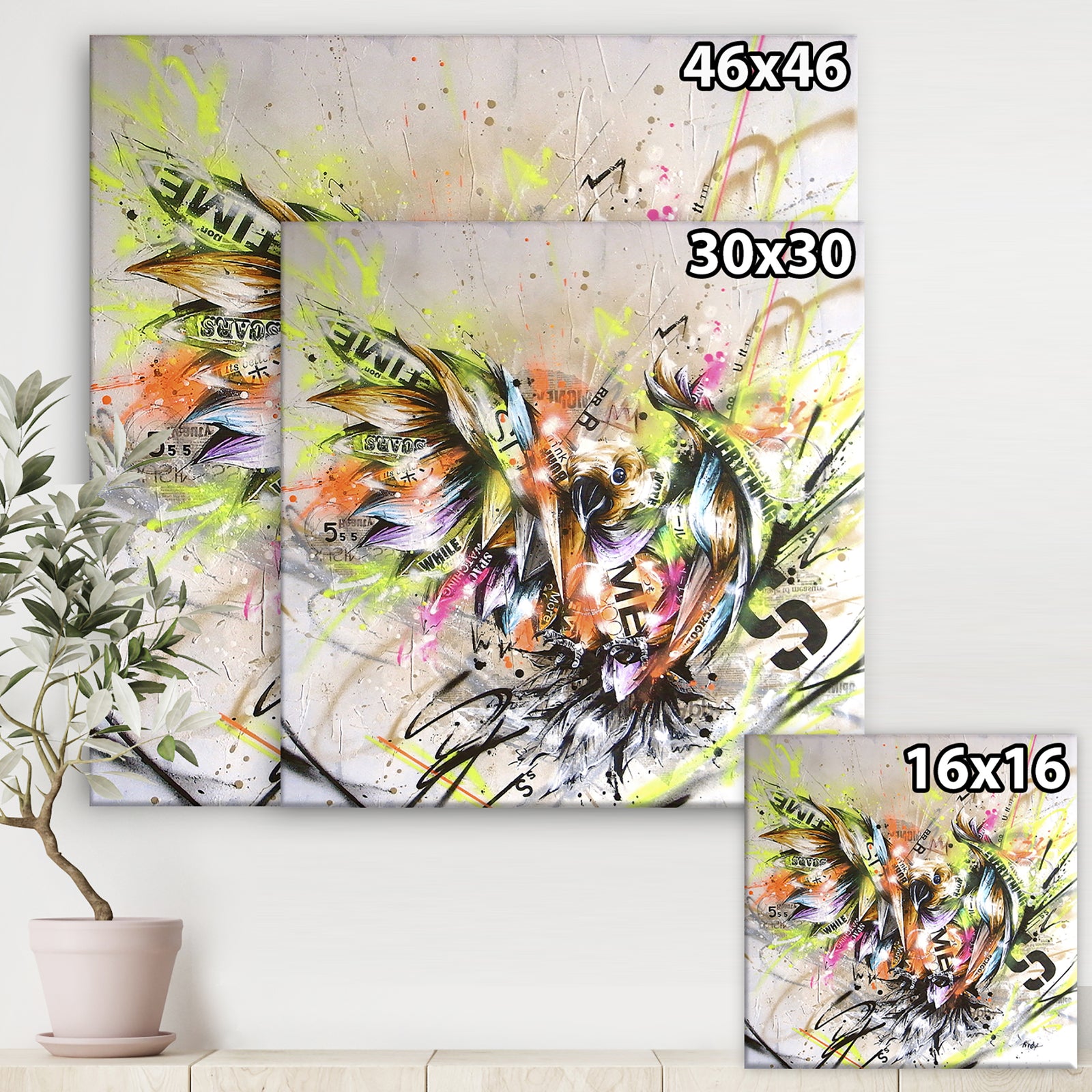 Street Art Graffiti Bird - Modern & Contemporary Canvas Artwork