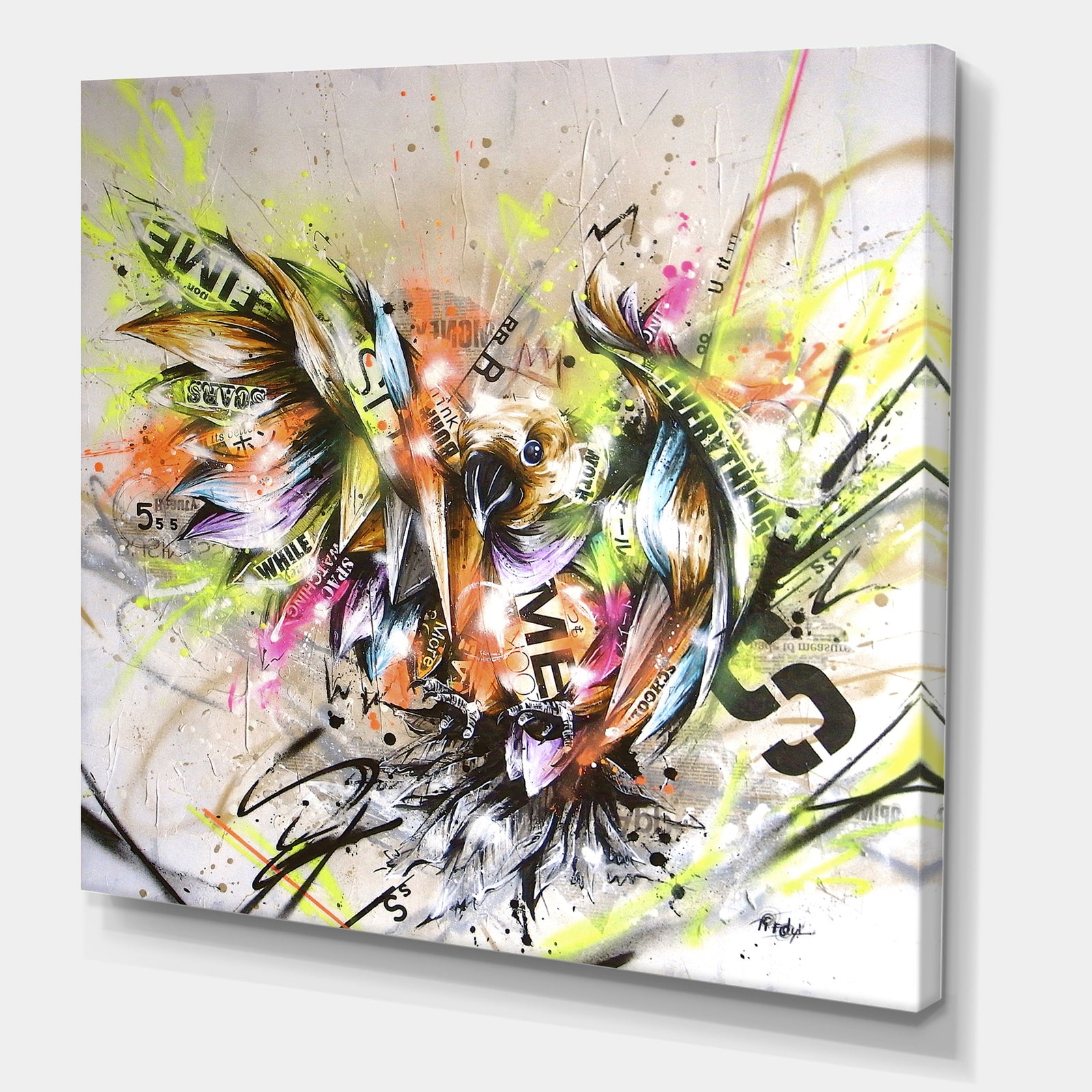 Street Art Graffiti Bird - Modern & Contemporary Canvas Artwork
