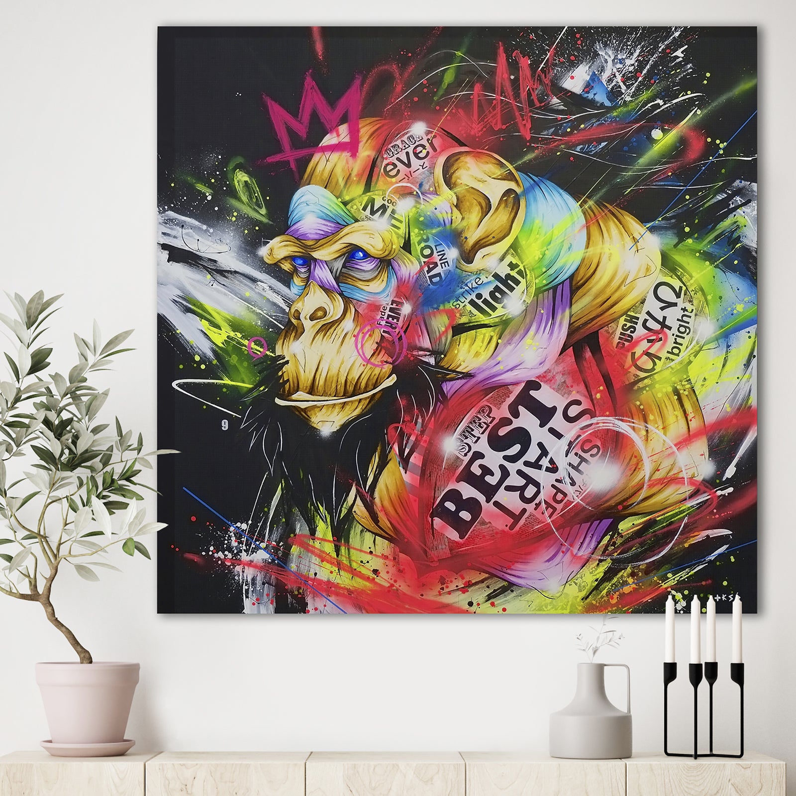 Street Art Graffiti Samurai - Modern & Contemporary Canvas Wall Art