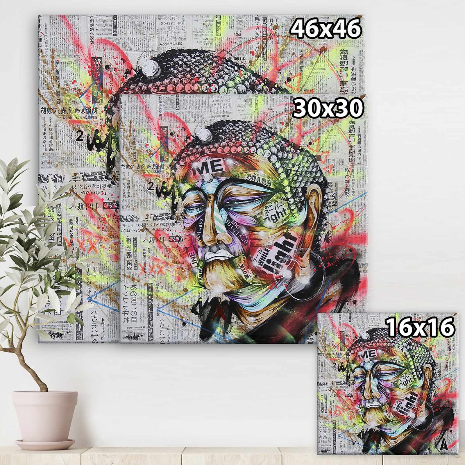 Street Art Graffiti Holy Man - Modern & Contemporary Canvas Art Print