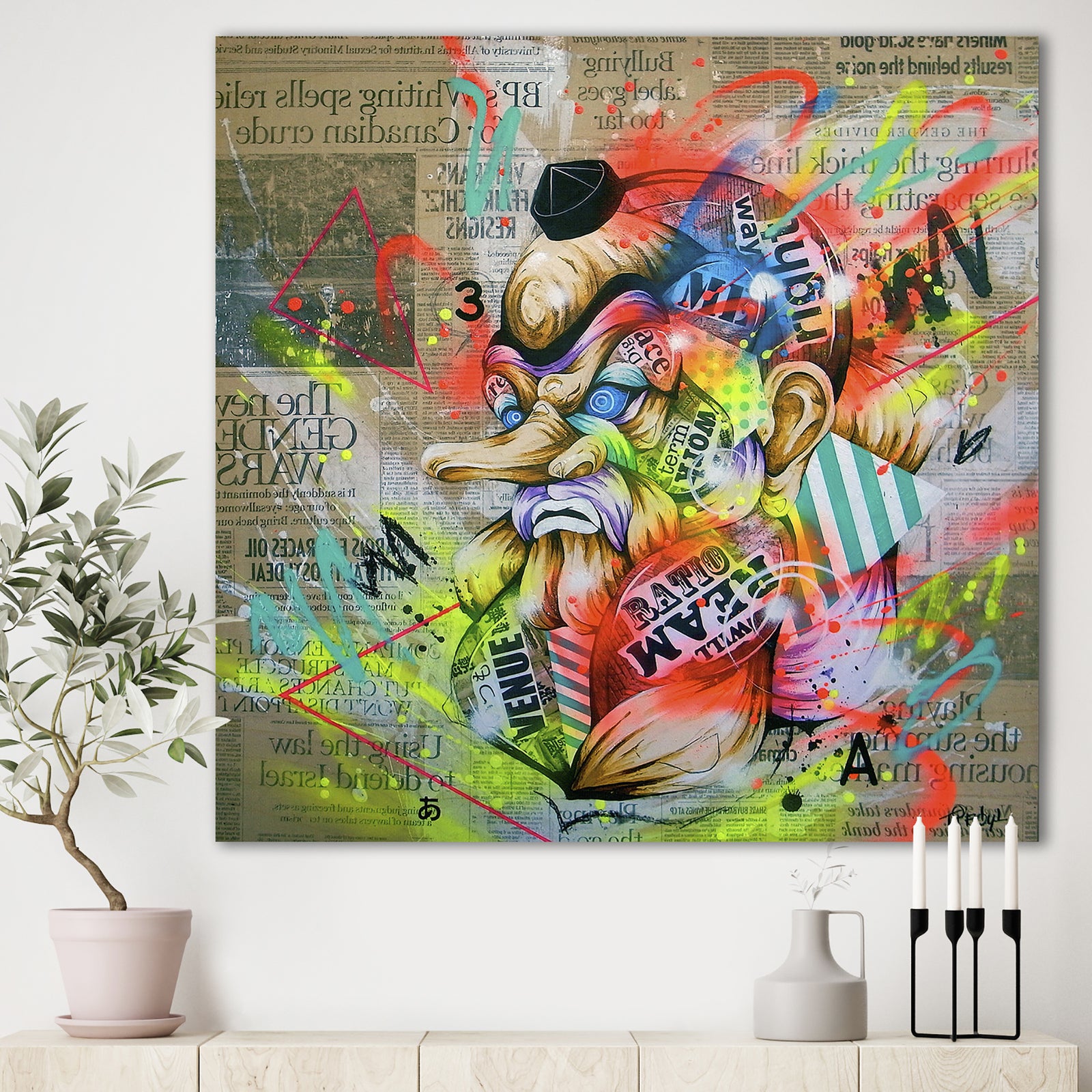 Street Art Graffiti Tengu - Modern & Contemporary Gallery-wrapped Canvas