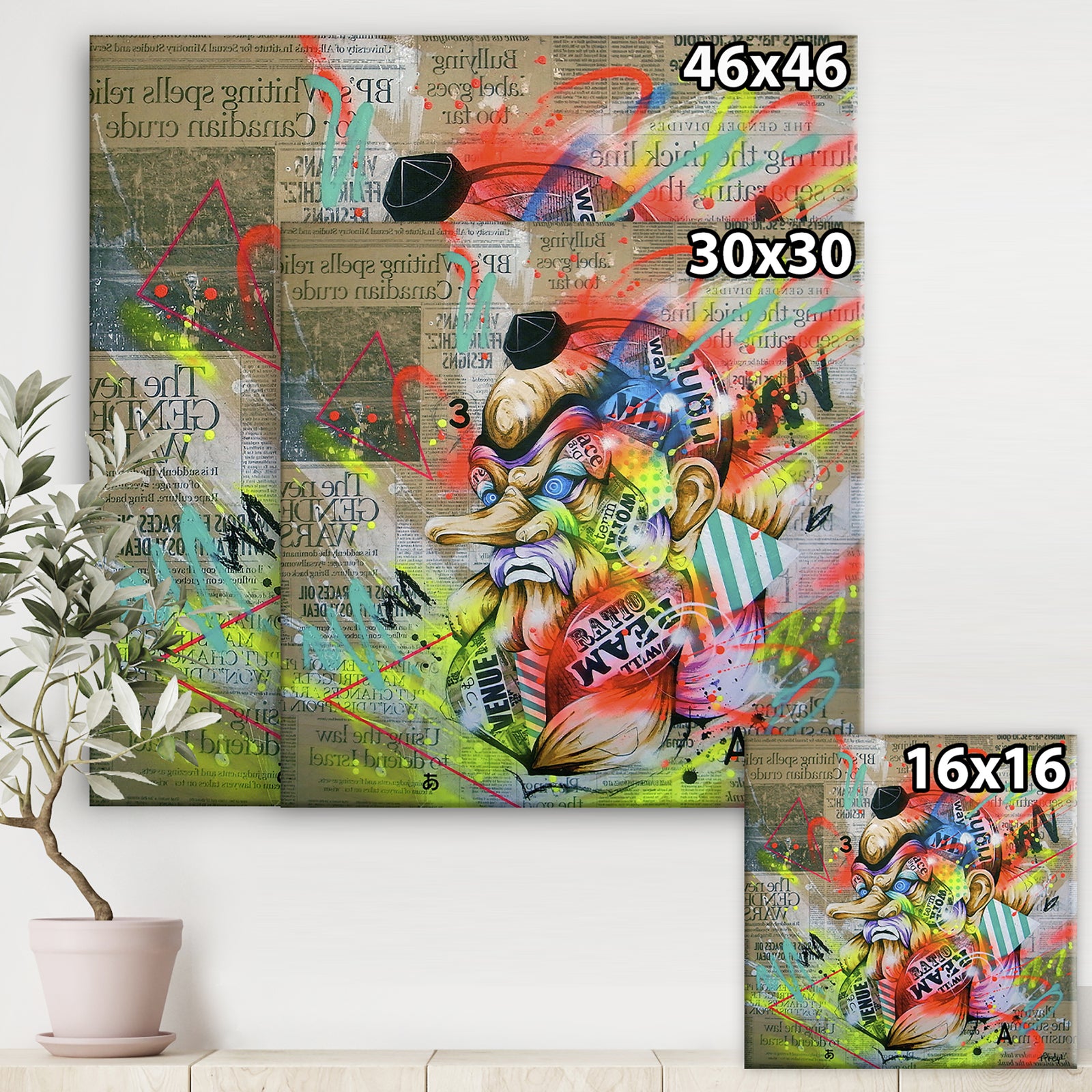 Street Art Graffiti Tengu - Modern & Contemporary Gallery-wrapped Canvas