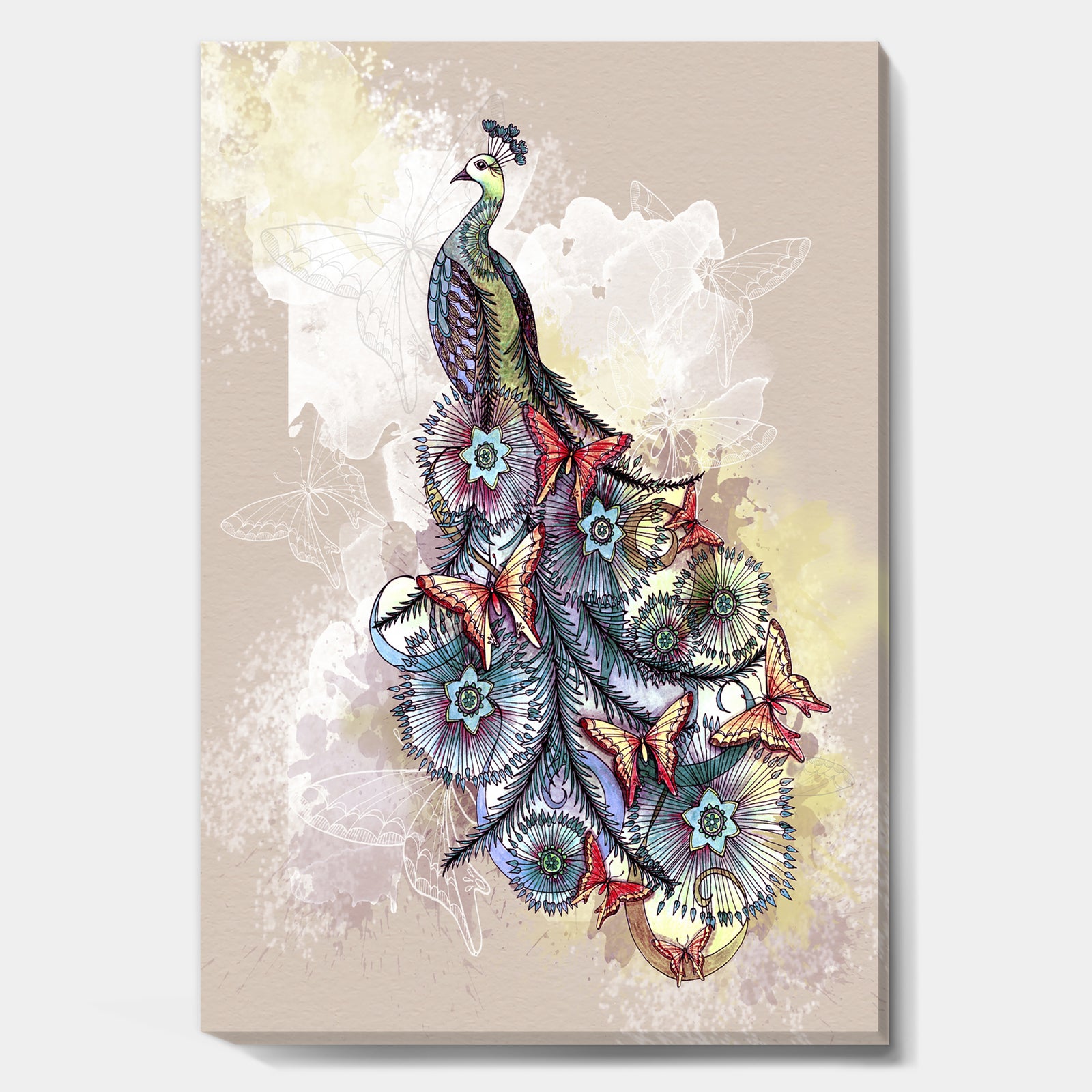 Butterfly Peacock - Cottage Premium Canvas Wall Art