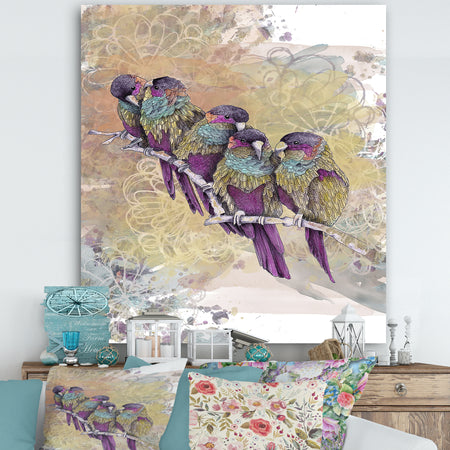 Purple Parrots - Cottage Canvas Art Print