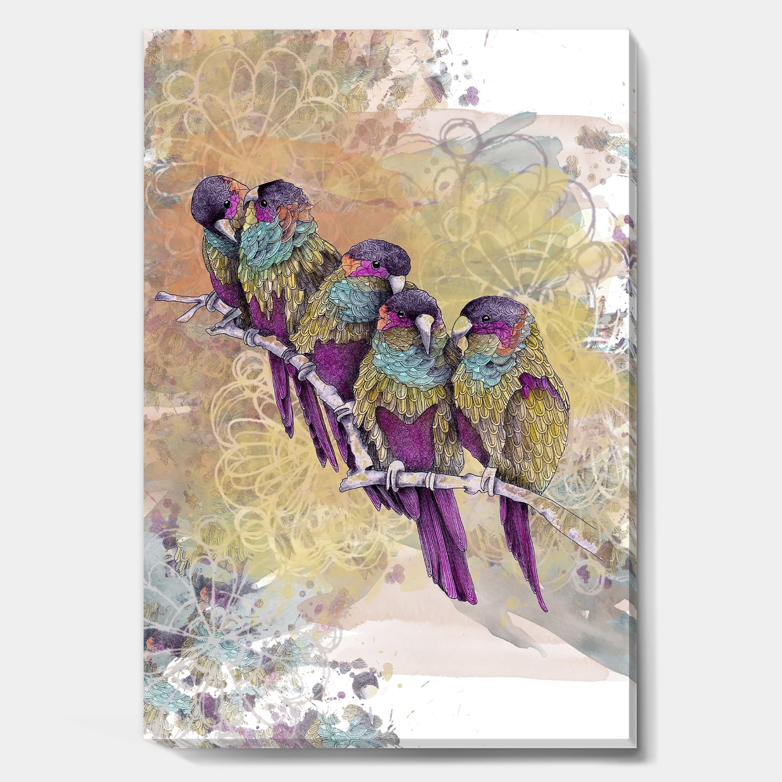 Purple Parrots - Cottage Canvas Art Print