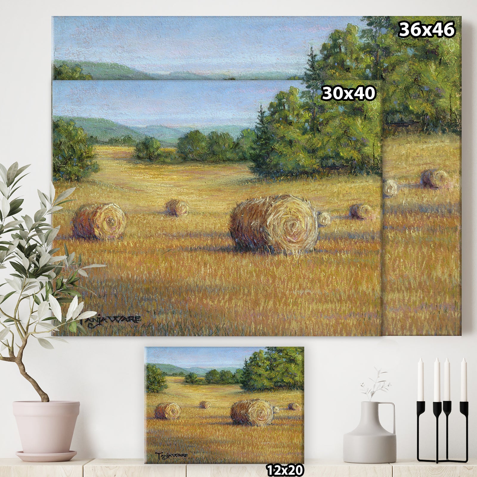 South Of France Hay Bales - Farmhouse Premium Canvas Wall Art