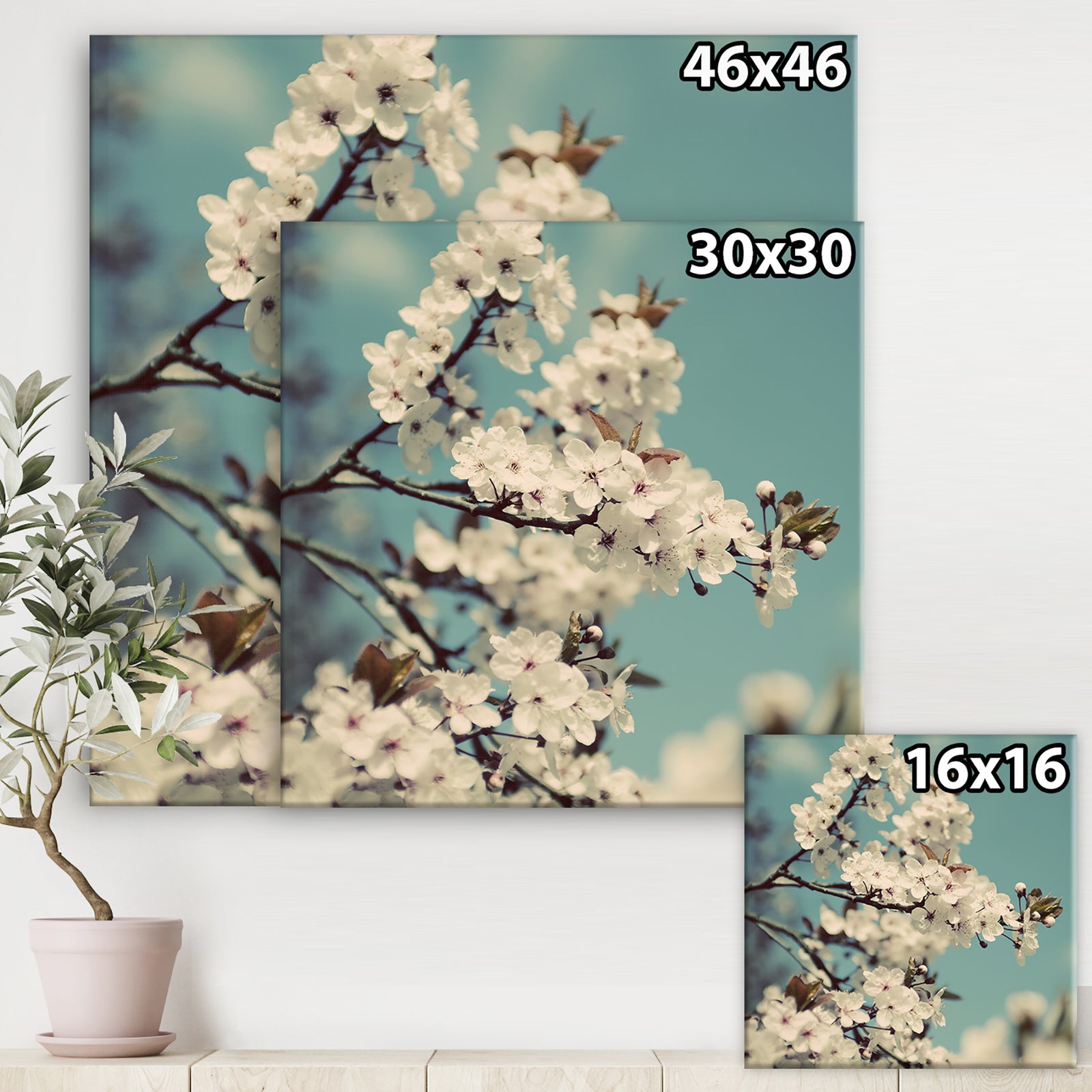 White Spring Blossom - Cottage Premium Canvas Wall Art