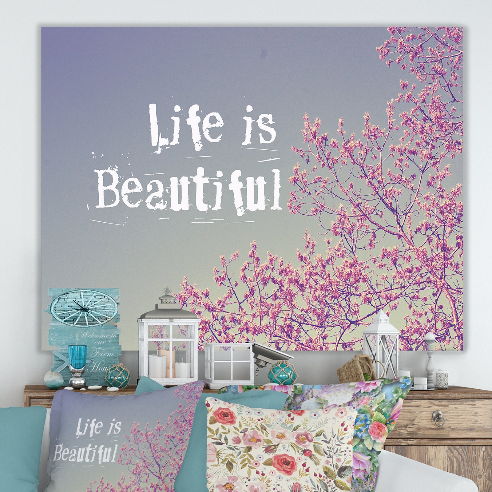 Life Is Beautiful - Cottage Premium Canvas Wall Art