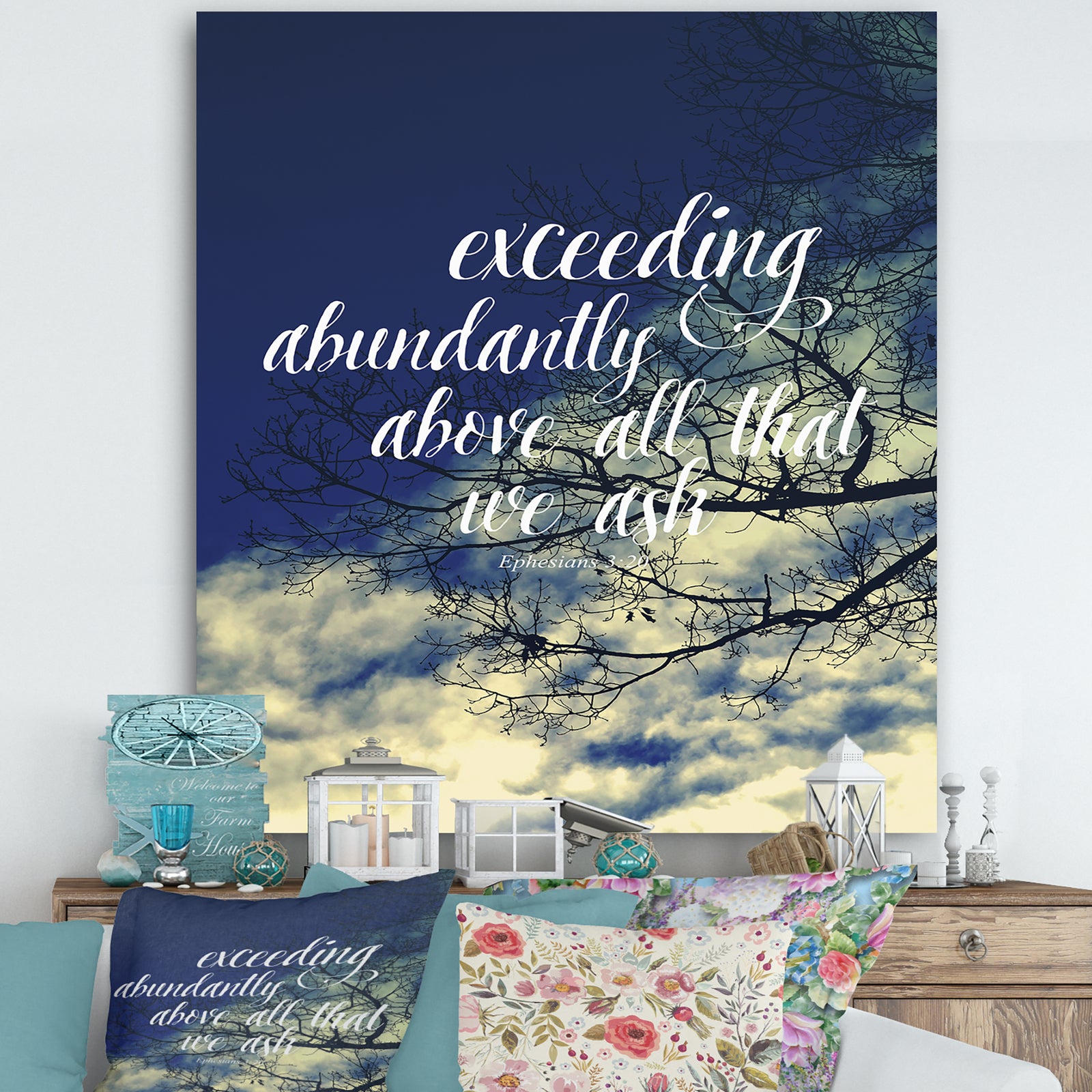 Bible Quote Ephesians 3:20 - Cottage Premium Canvas Wall Art