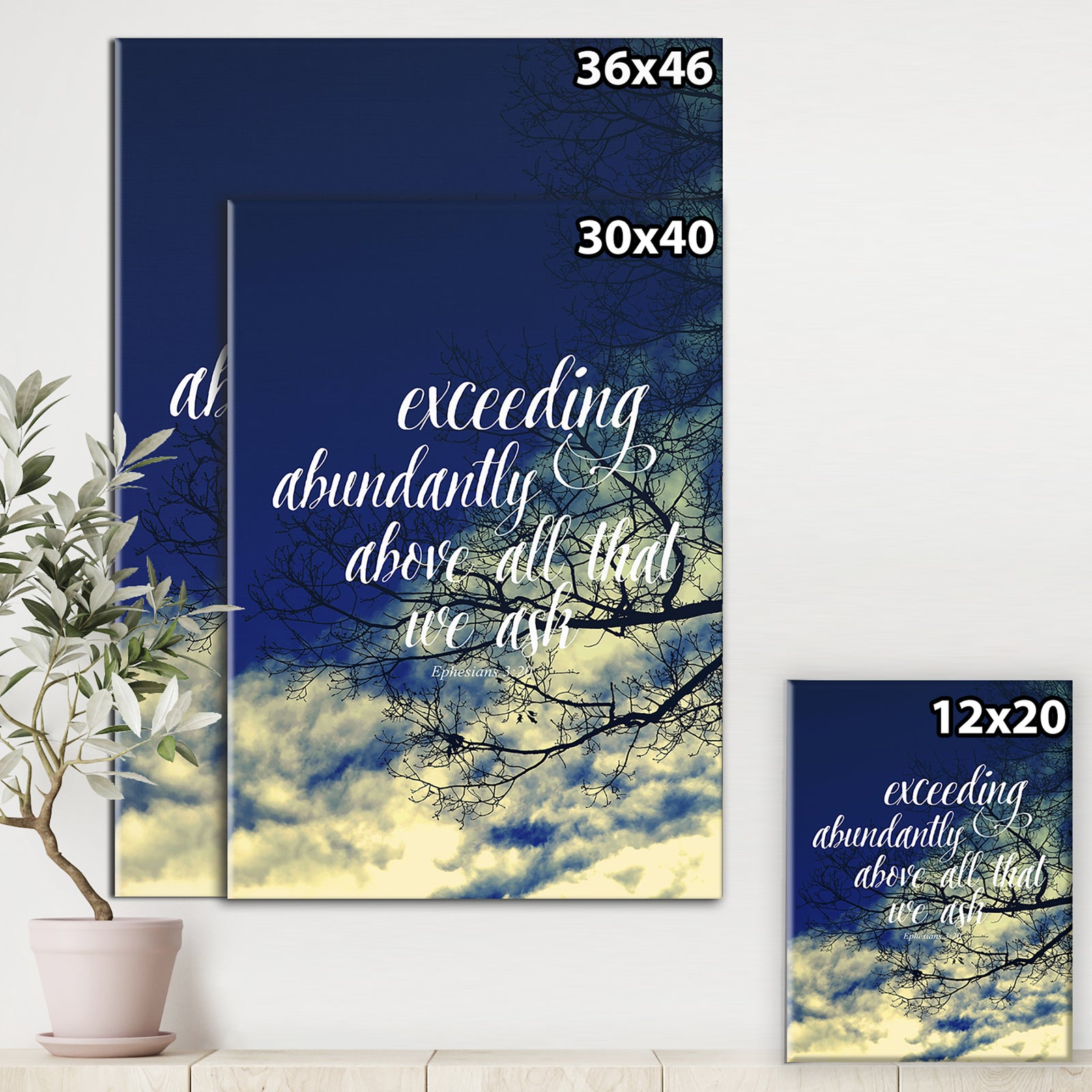 Bible Quote Ephesians 3:20 - Cottage Premium Canvas Wall Art