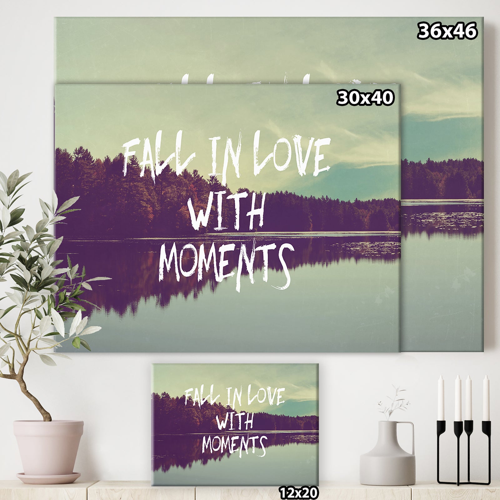 Fall in Love with Moments - Cottage Canvas Wall Art