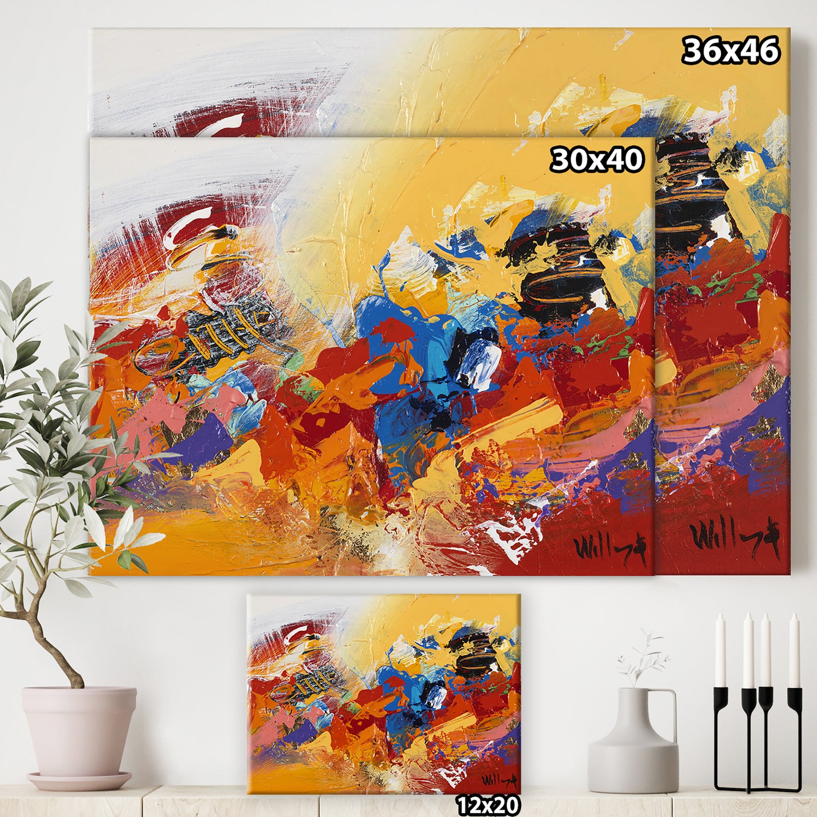Abstract Red and Yellow 03 - Modern & Contemporary Premium Canvas Wall Art