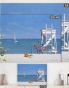 Beach Bike 3 - Nautical & Coastal Gallery-wrapped Canvas