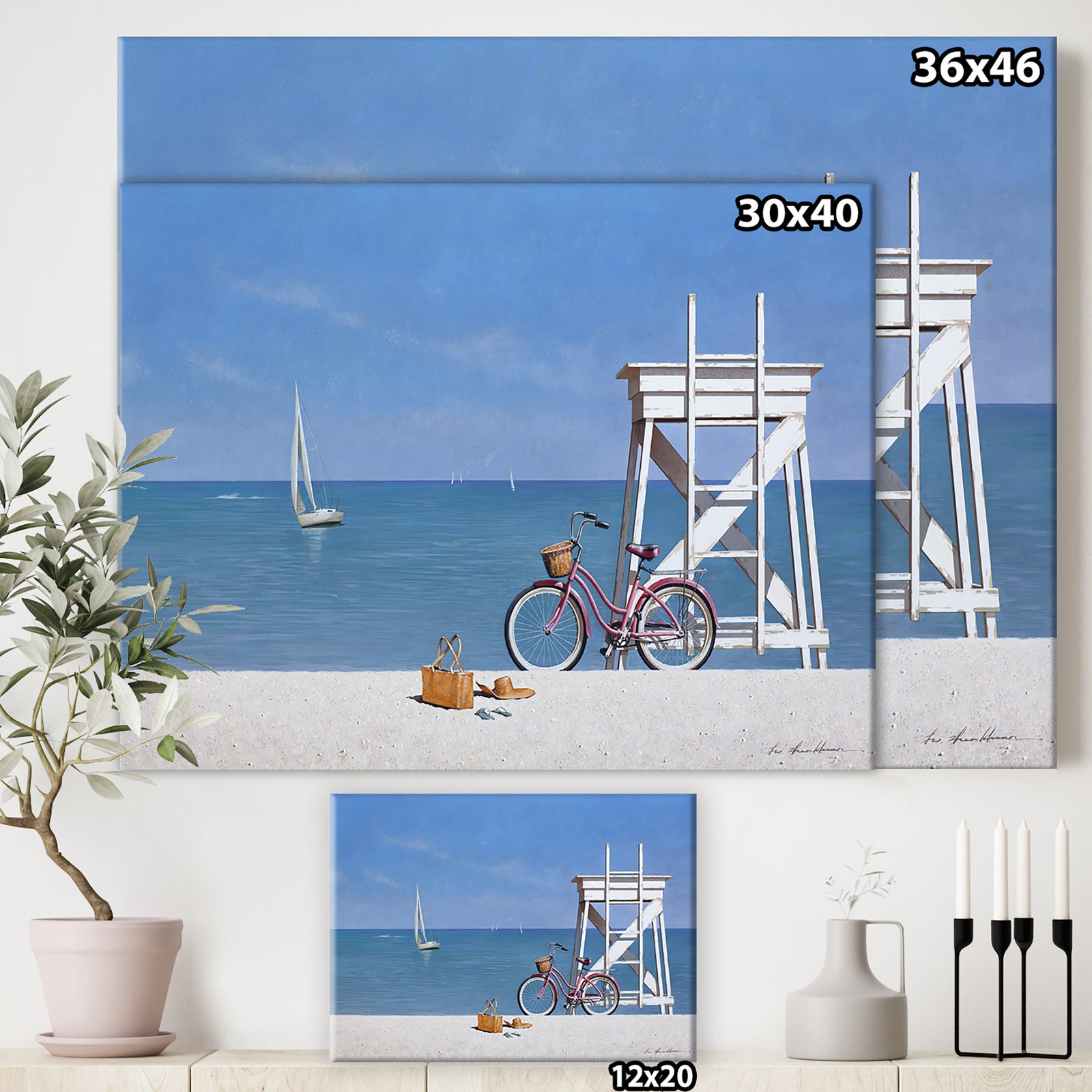Beach Bike 3 - Nautical & Coastal Gallery-wrapped Canvas