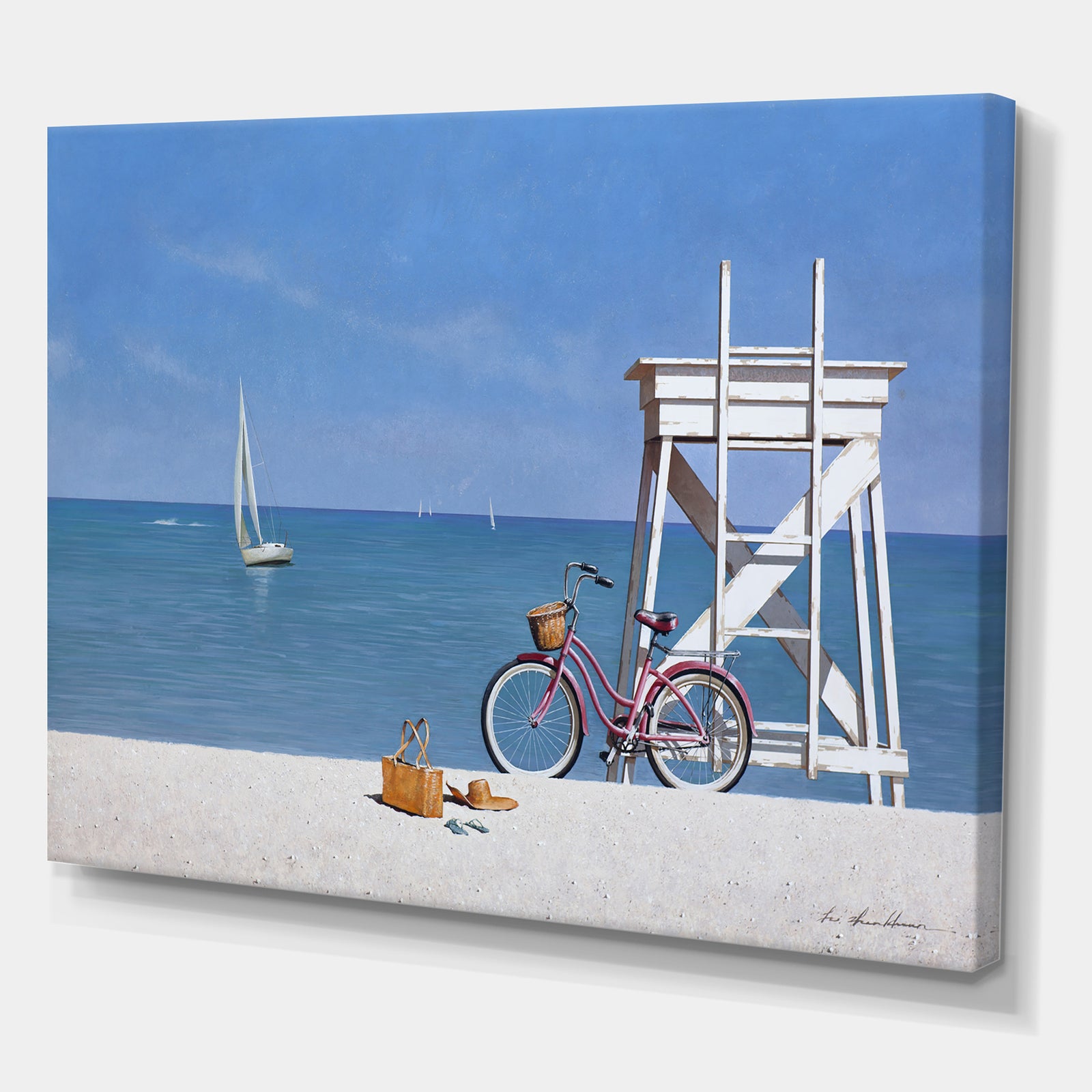 Beach Bike 3 - Nautical & Coastal Gallery-wrapped Canvas