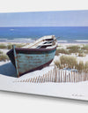 Blue Boat on Beach - Nautical & Coastal Canvas Artwork