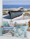 Blue Boat on Beach - Nautical & Coastal Canvas Artwork