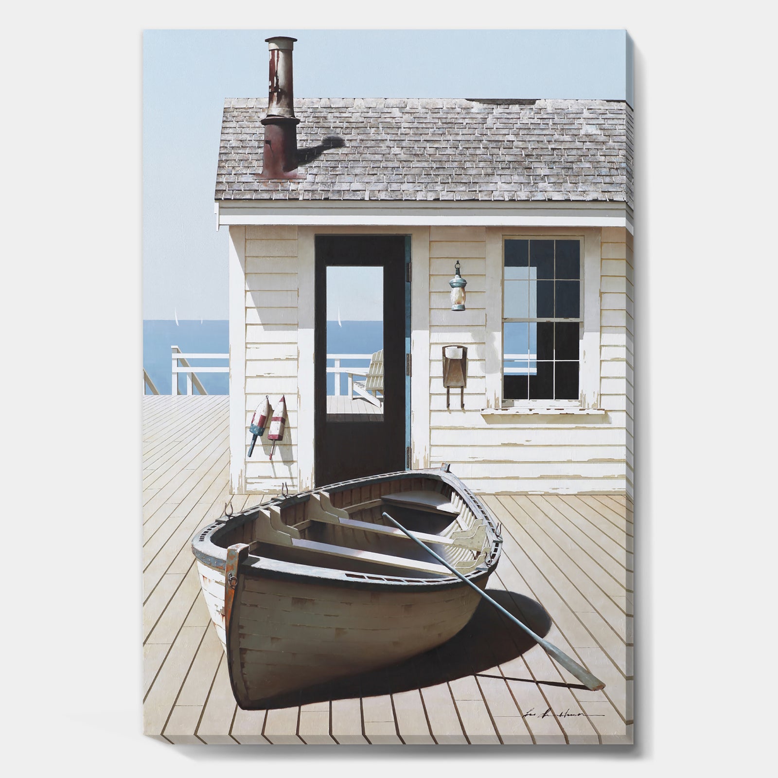 Boat on the Dock - Nautical & Coastal Premium Canvas Wall Art
