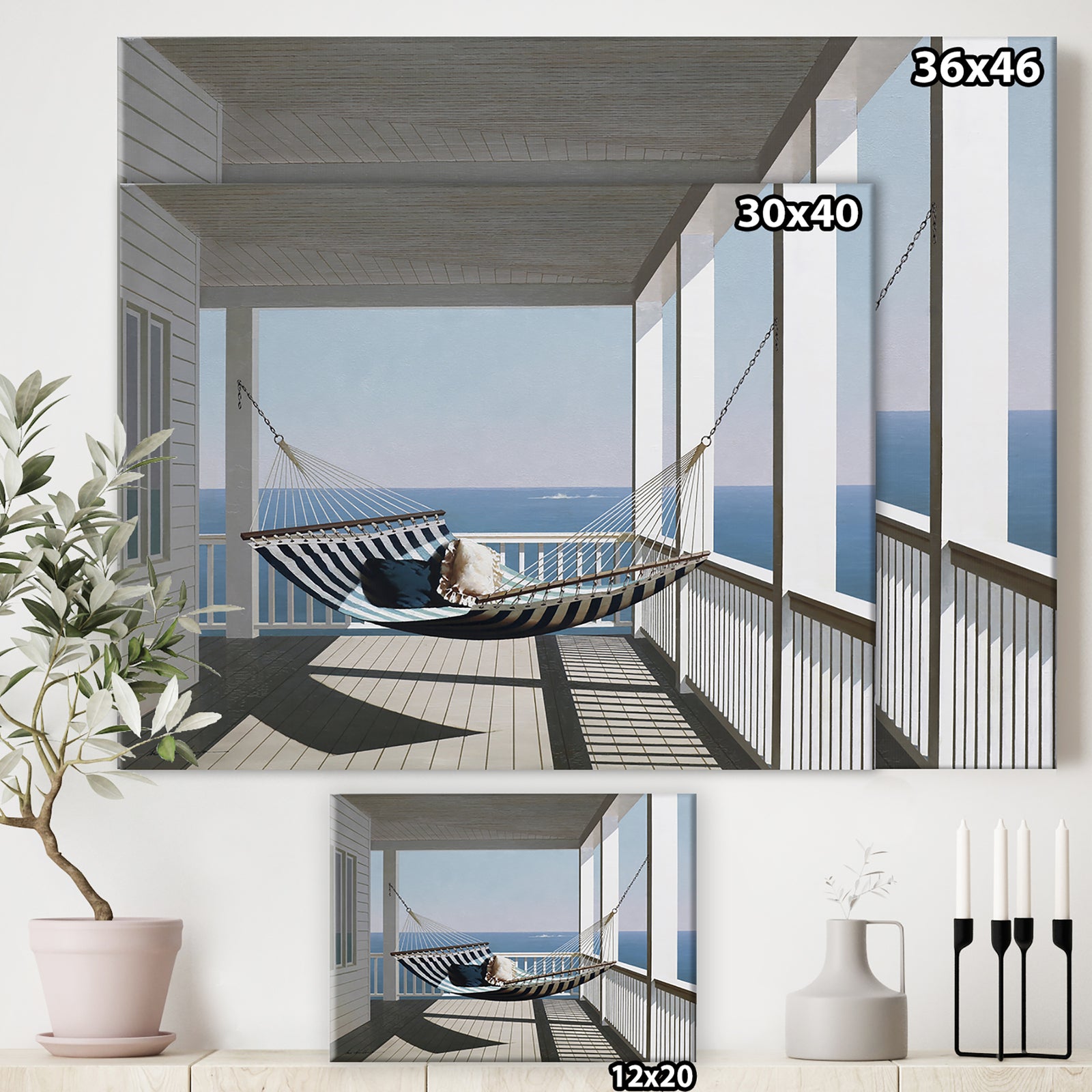 Hammock & Pillows - Nautical & Coastal Canvas Wall Art