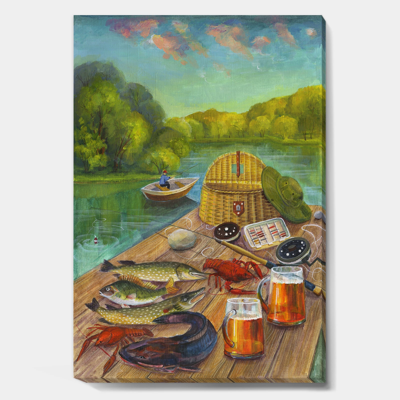 Fishing Feast At The Lake - Lake House Gallery-wrapped Canvas