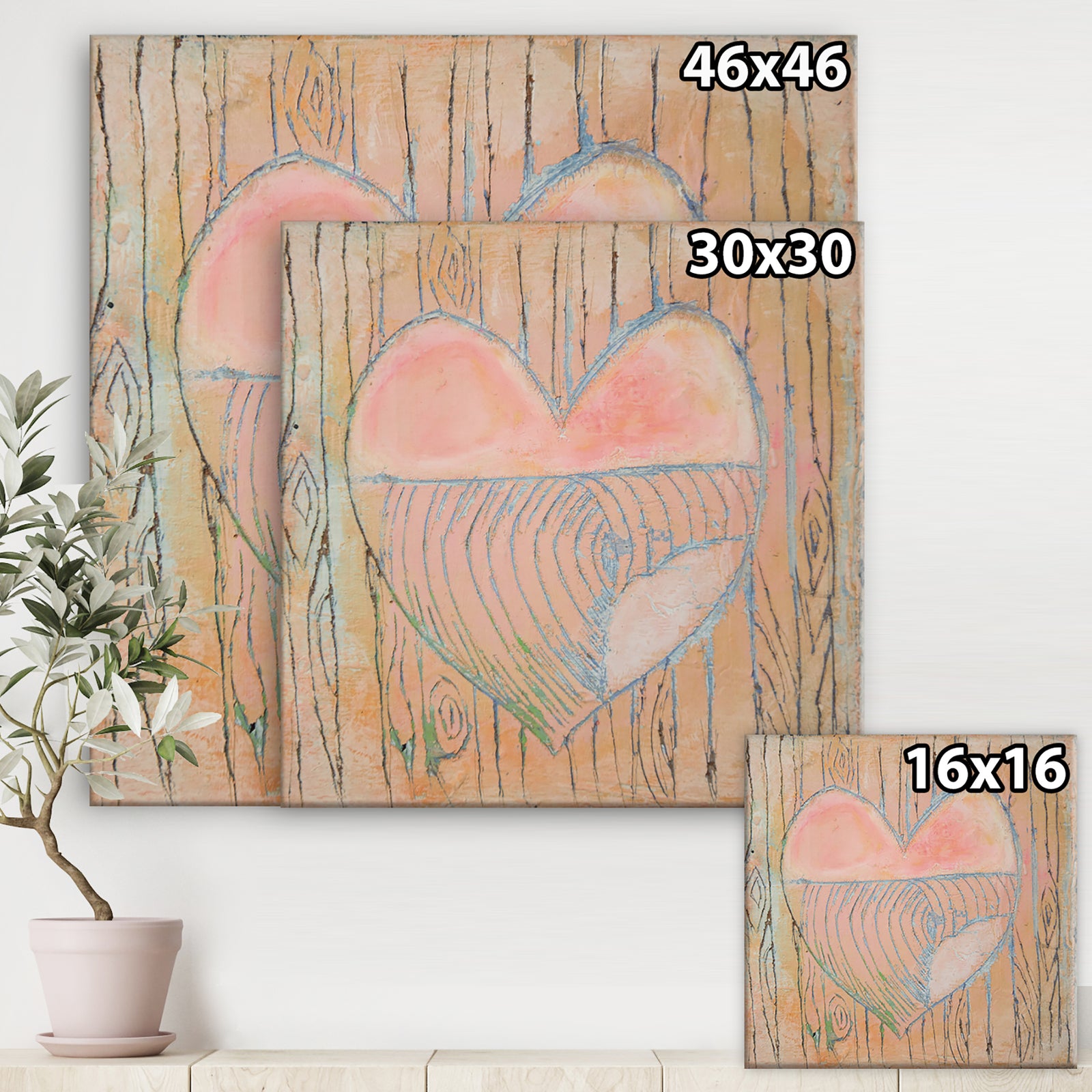 Peach Heart Wave - Cottage Canvas Artwork