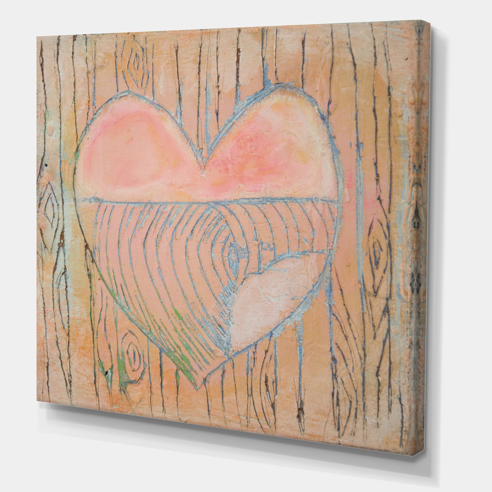 Peach Heart Wave - Cottage Canvas Artwork