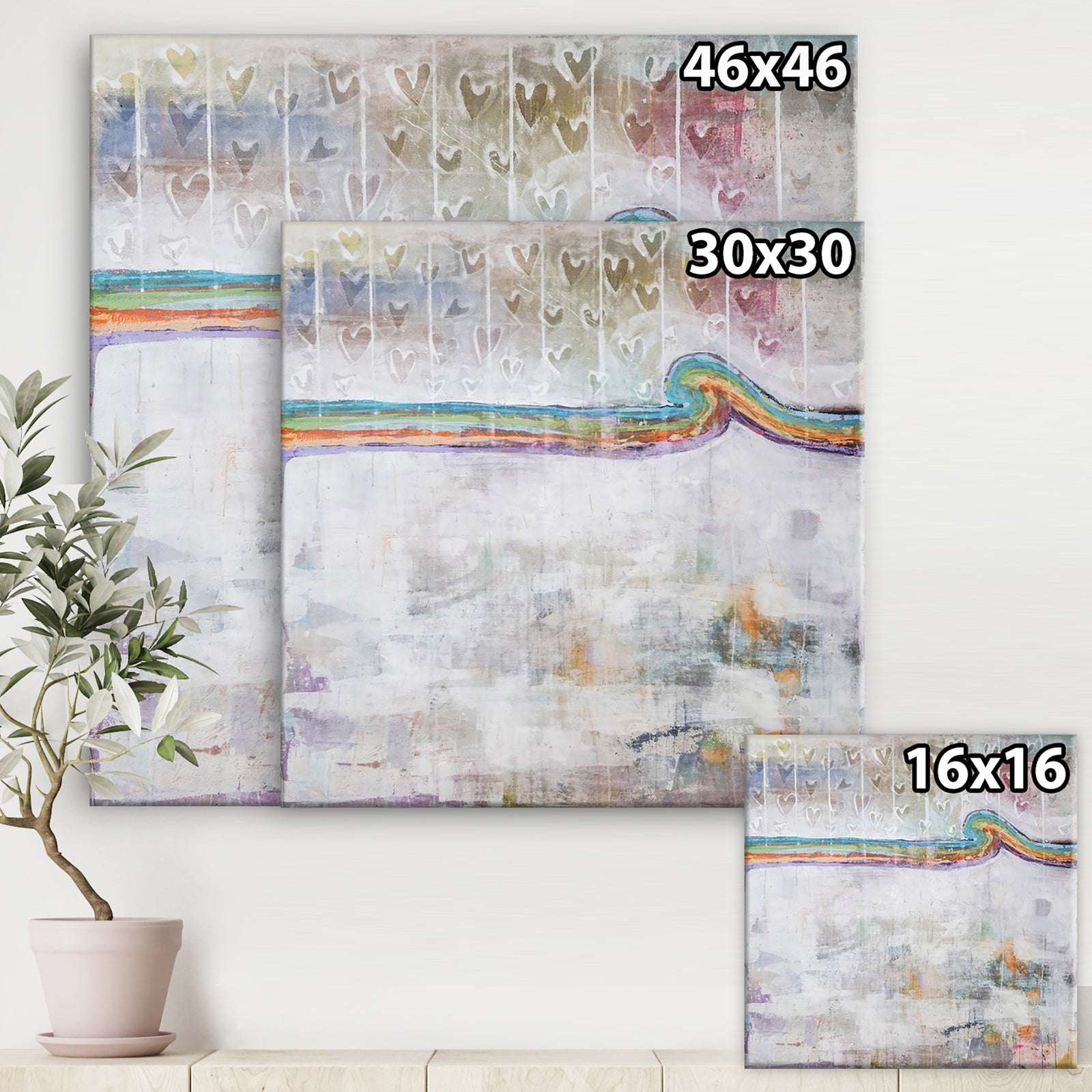 Rainbow Waves Of Love - Modern & Contemporary Canvas Wall Art