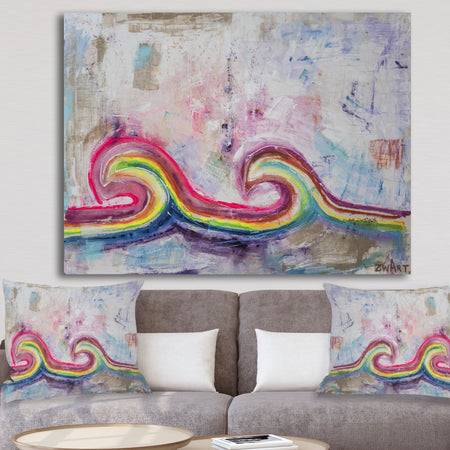 Twin Rainbow Wave - Modern & Contemporary Canvas Art Print