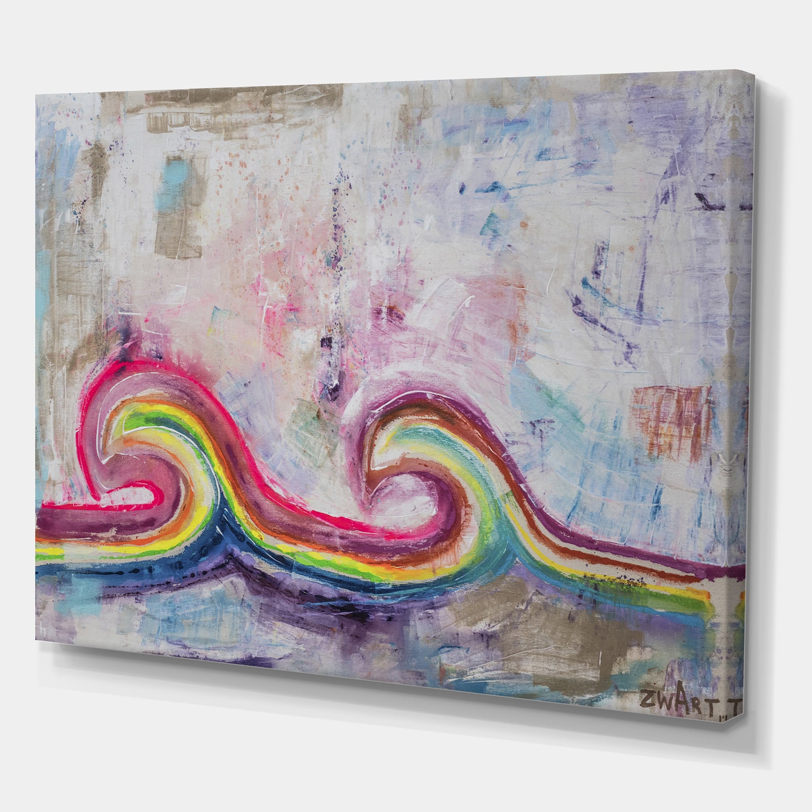 Twin Rainbow Wave - Modern & Contemporary Canvas Art Print