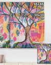 Pink And Yellow Tree With Blue Leaves - Cottage Canvas Wall Art