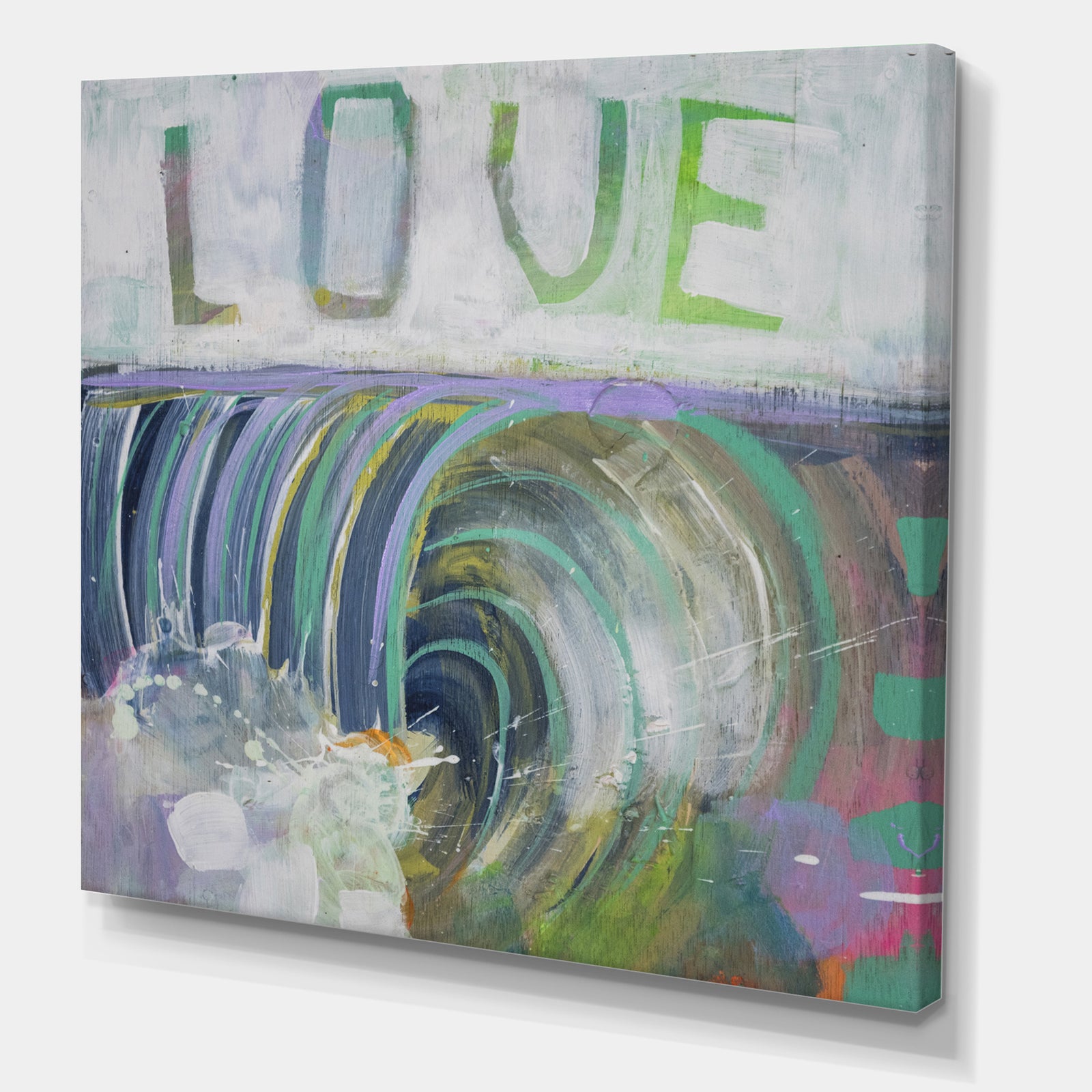 Love Wave Watercolor - Nautical & Coastal Canvas Art Print