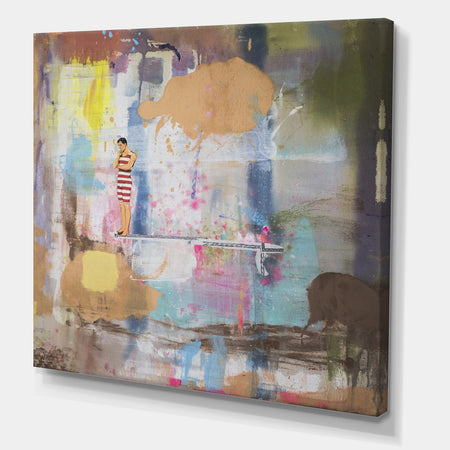 Thinking Swimmer in Abstract Colorfields - Nautical & Coastal Canvas Wall Art