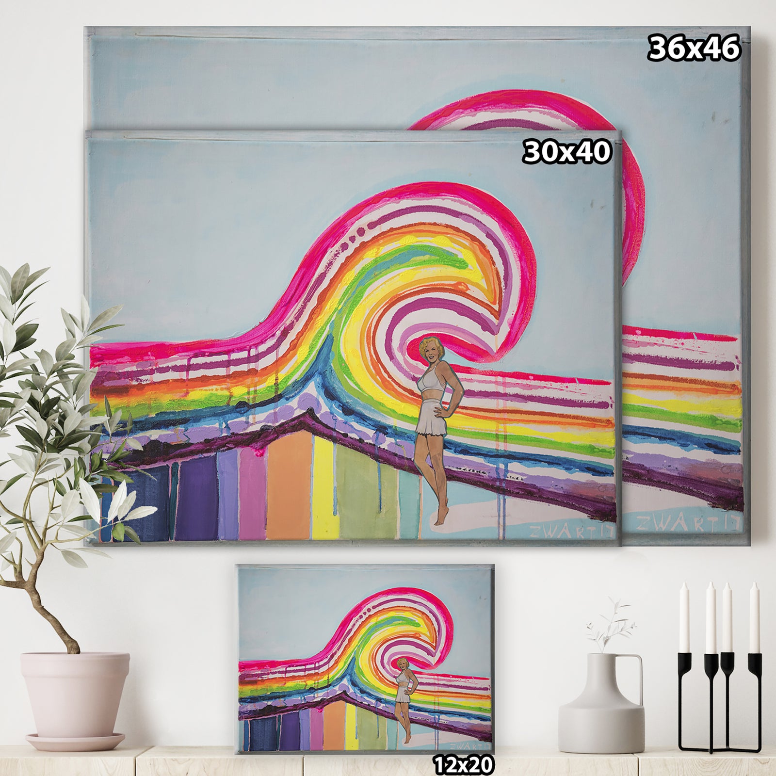 Marilyn Monroe Rainbow Wave - Nautical & Coastal Gallery-wrapped Canvas
