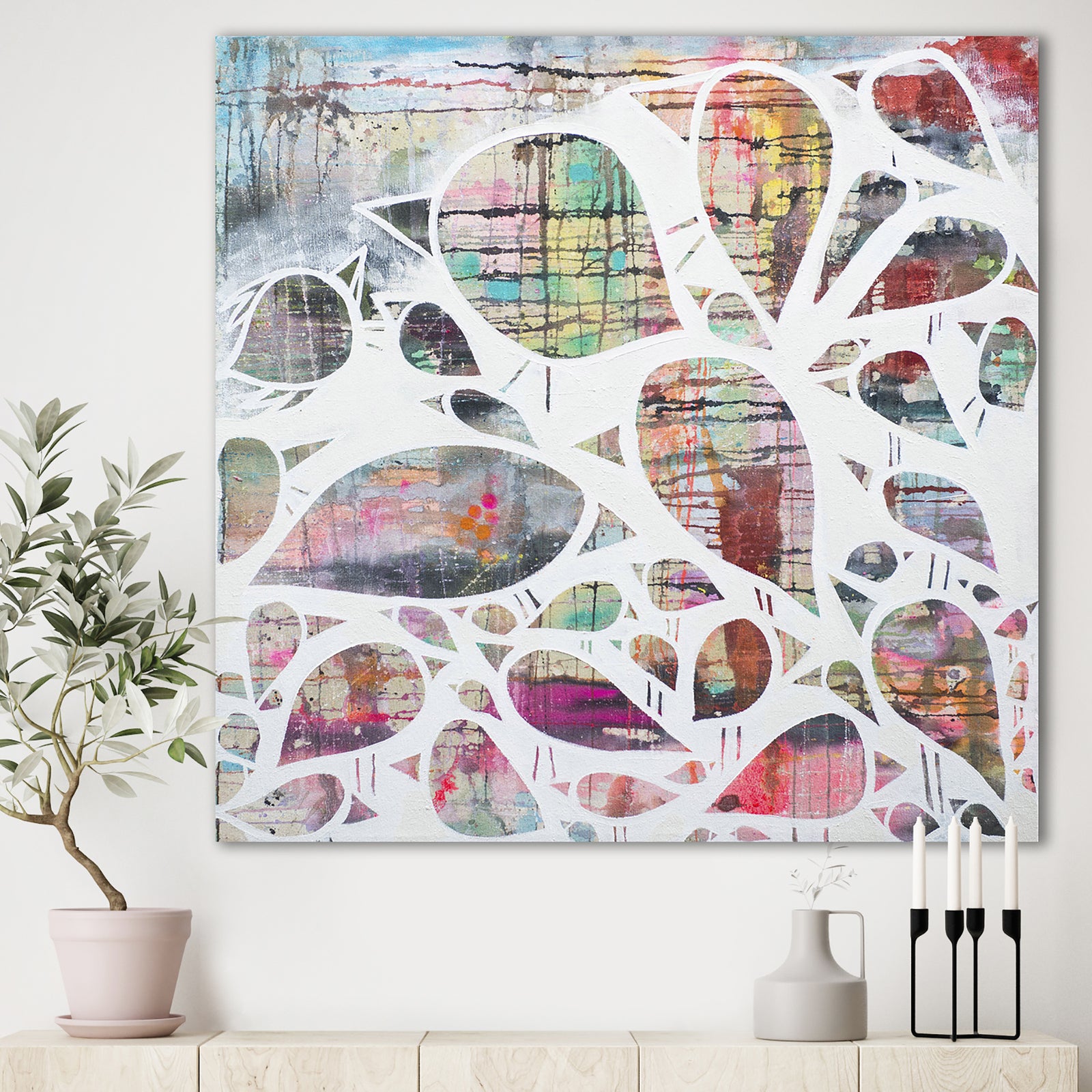 Matrix of Drops On Colorfields - Modern & Contemporary Canvas Wall Art