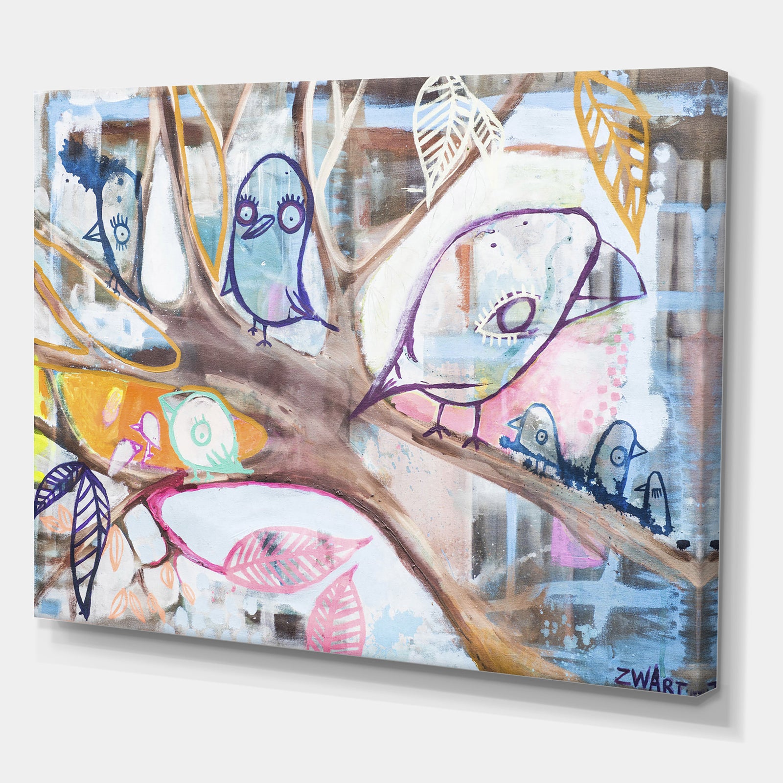 Birds On A Branch - Cottage Canvas Art Print