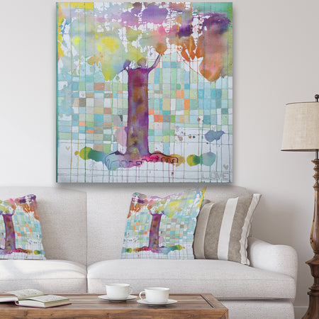 Tree Map Grid - Cottage Canvas Artwork
