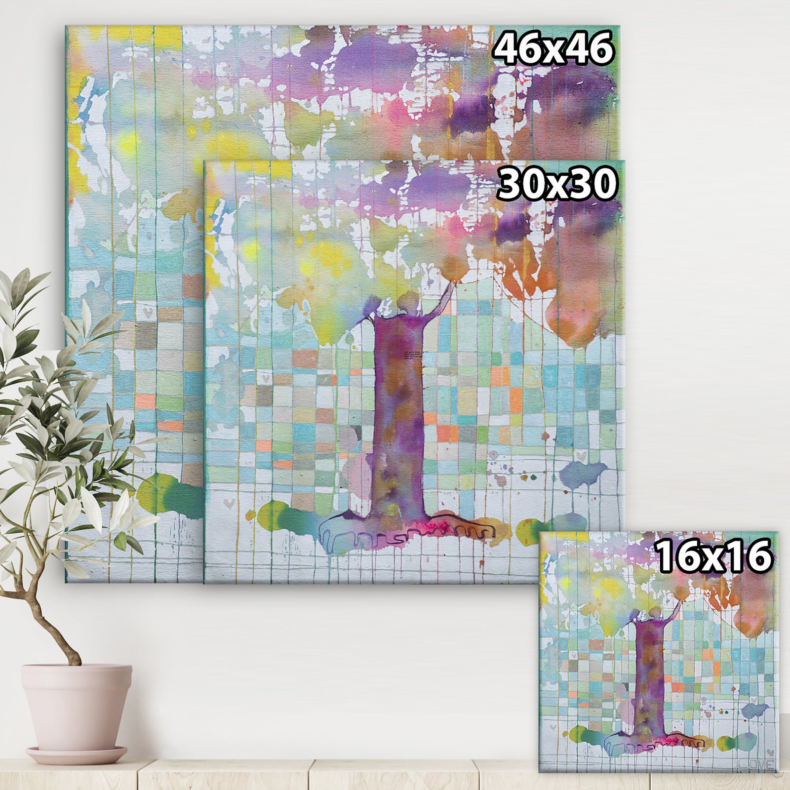 Tree Map Grid - Cottage Canvas Artwork