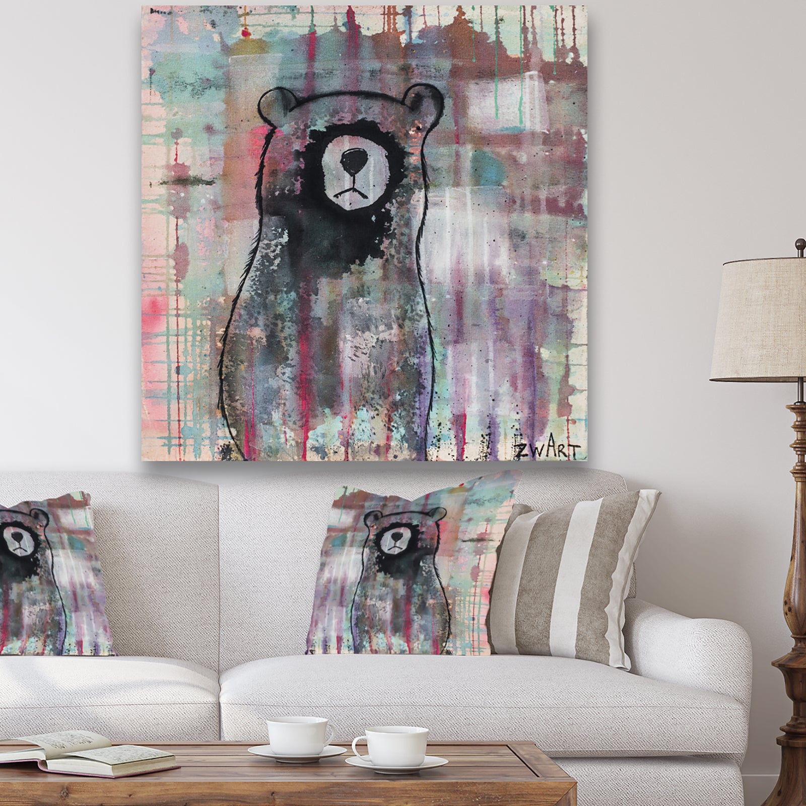 Bear Meditates - Cottage Canvas Wall Art