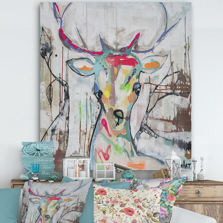 Colorful Deer II - Cottage Premium Canvas Wall Art